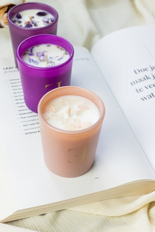 Geurkaarsen Manifest - set van 3 - kleur met Kristal