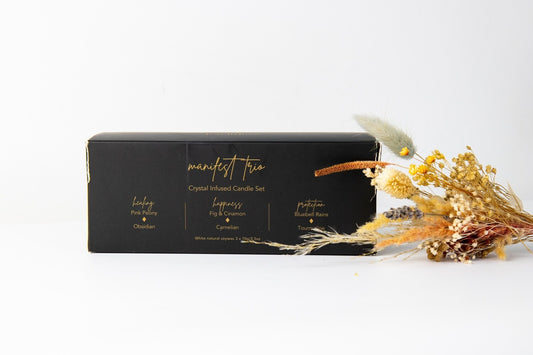 Geurkaarsen Manifest - set van 3 - Zwart met Kristal
