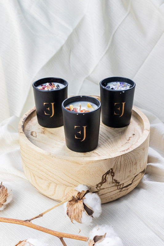 Geurkaarsen Manifest - set van 3 - Zwart met Kristal